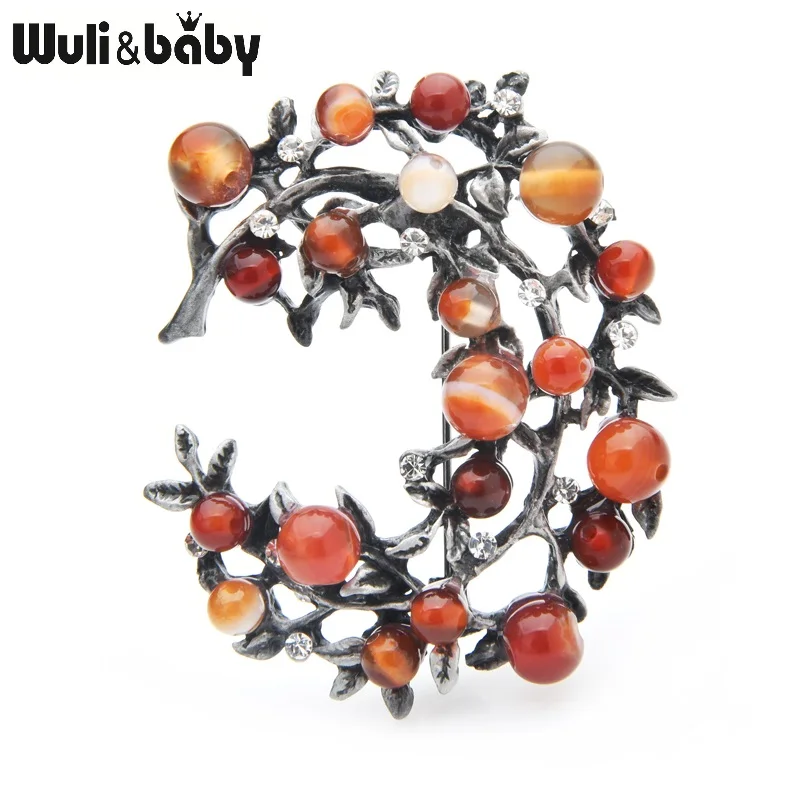 Wuli & baby красные броши в виде цветка из натурального камня Женская металлическая