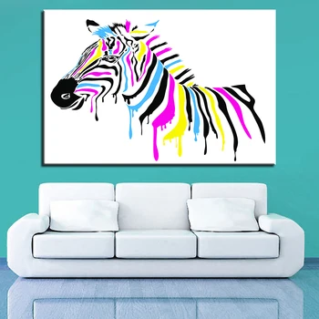

Modular Picture HD Prints Canvas Painting 1 Pieces Animal Home Decor Zebra Watercolor Wall Art Bedside Background Artwork Poster