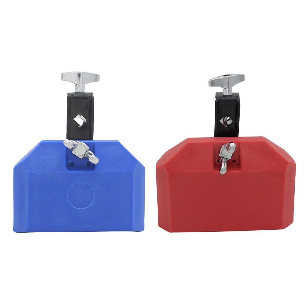 Portable 2Pcs Plastic Cow Bell with Sticks Mallets Musical Instrument for Cowbell Holder Stand Red & Blue