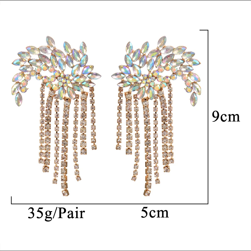 ZA новые цветные стразы в форме птицы, металлические длинные висячие серьги-капли, тонкая цепочка из кристаллов Ювелирные изделия с кистями, аксессуары для женщин - Окраска металла: AB-48