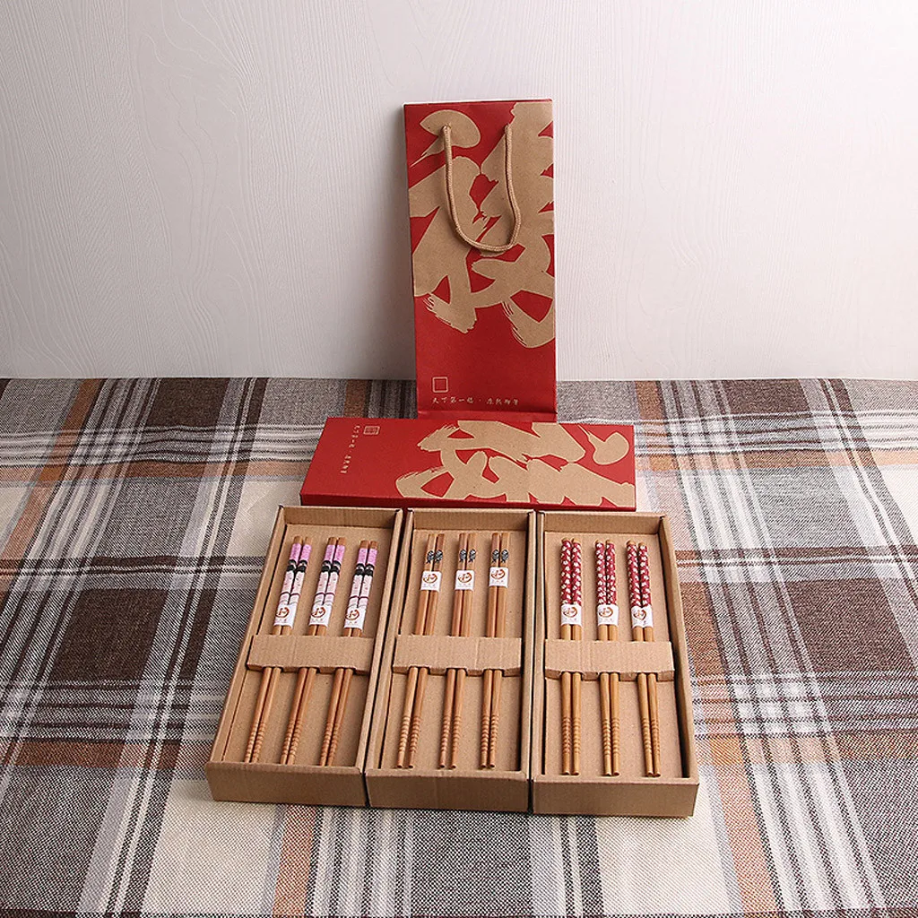Товары в японском стиле, многоразовые палочки для еды, натуральные деревянные палочки для еды, набор из 3 предметов, аксессуары для украшения дома