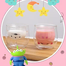 Креативные двухслойные Стеклянные Мультяшные картины двухслойные изолированные стеклянные чашки безопасное питание-класс стекла для вода, сок, молоко вино