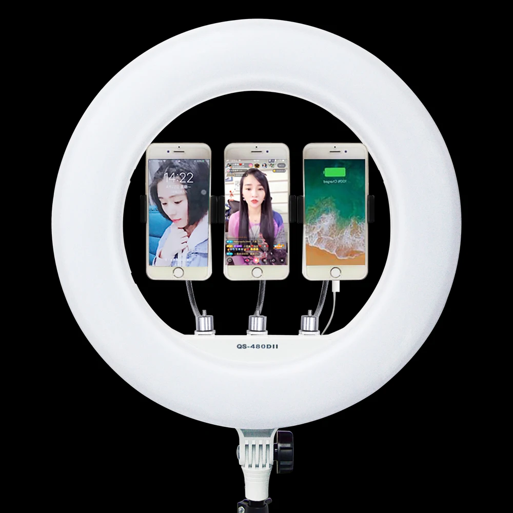 

Yidoblo QS-480DII 9990K APP Control Photography Ring lamp 18" 480PCS LED Ring Light Warm & Cold Color Adjustable Ring Lamp