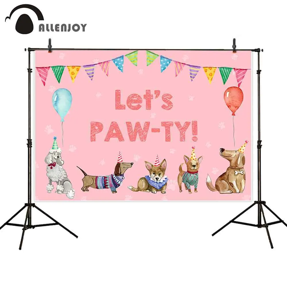 Allenjoy флаги баннер фон Let's Paw-ty Мультяшные собаки воздушные шары фоны для дня