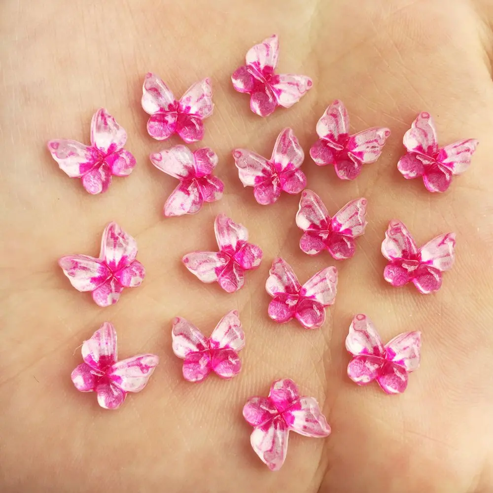 

40pcs Bling Resin 10mm Colorful Butterflies Flatback Rhinestone Ornaments DIY Wedding Greeting Card Buttons W733