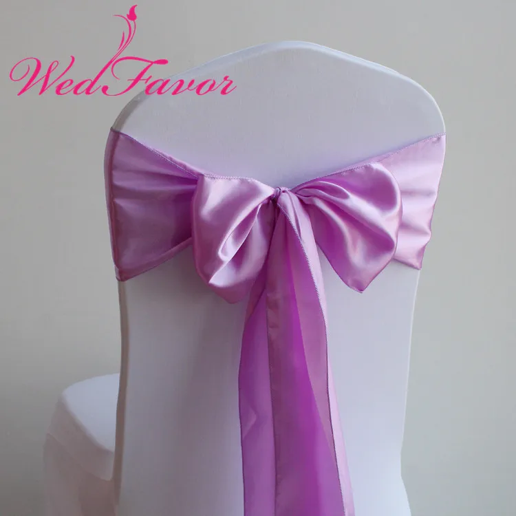 WedFavor, 100 шт, изумрудно-зеленый бант на свадебный стул, галстук-бабочка, атласные пояса для стула, вечерние, банкетные, праздничные, гостиничные украшения - Цвет: Lilac