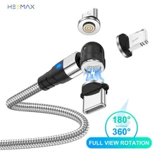 Magnetic Cable Micro Type C USB Cable 3A Fast Magnetic Charging 540 Rotate Wire Usbc Type-C 3 in 1 Charger Cord For Iphone