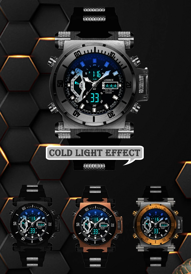 New LOQNCE Men Military Sport Watches Mens LED Digital Waterproof Quartz Watch Dual Display Clock Relogio Masculino