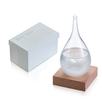 

Desktop Droplet Storm Glass Bottle Weather Forecast Predictor Monitor Barometer With Wooden Base For Home Decor Home Art Decor