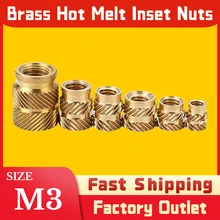 Juego de tuercas de cobre moldeadas por calor, roscas de latón, por fundición inyectada en caliente, tipo SL, M2M3, 100 piezas