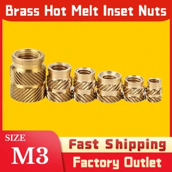 Brass Hot Melt Inset Nuts Heating Molding Copper Thread Inserts Nut SL-type Double Twill Knurled Injection Brass Nut M2M3 100Pcs
