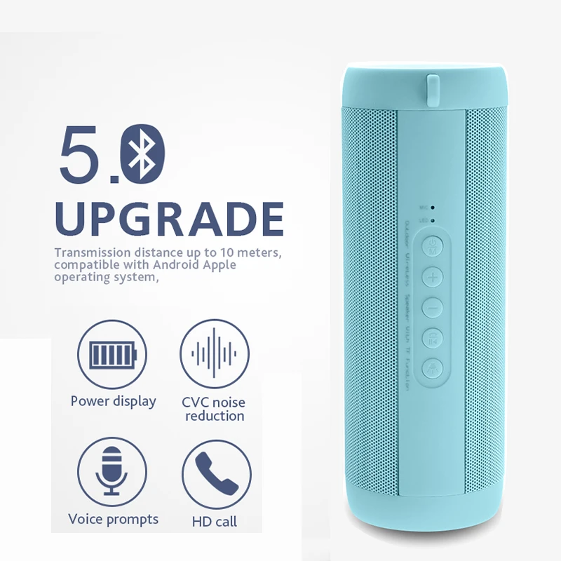 

Waterproof bluetooth woofer speaker portable outdoor LED wireless support TF card FM radio auxiliary input USB charging speaker