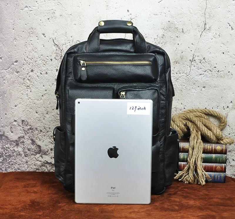 Рюкзак мужской из воловьей кожи вместительный ранец для ноутбука Мужской