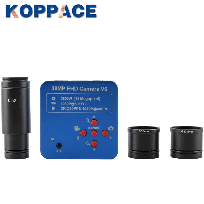  KOPPCE 38 Million PixelHDMI Microscope Camera0.5X Electronic Eyepiece232mm30mm und 305mm Adapteruse