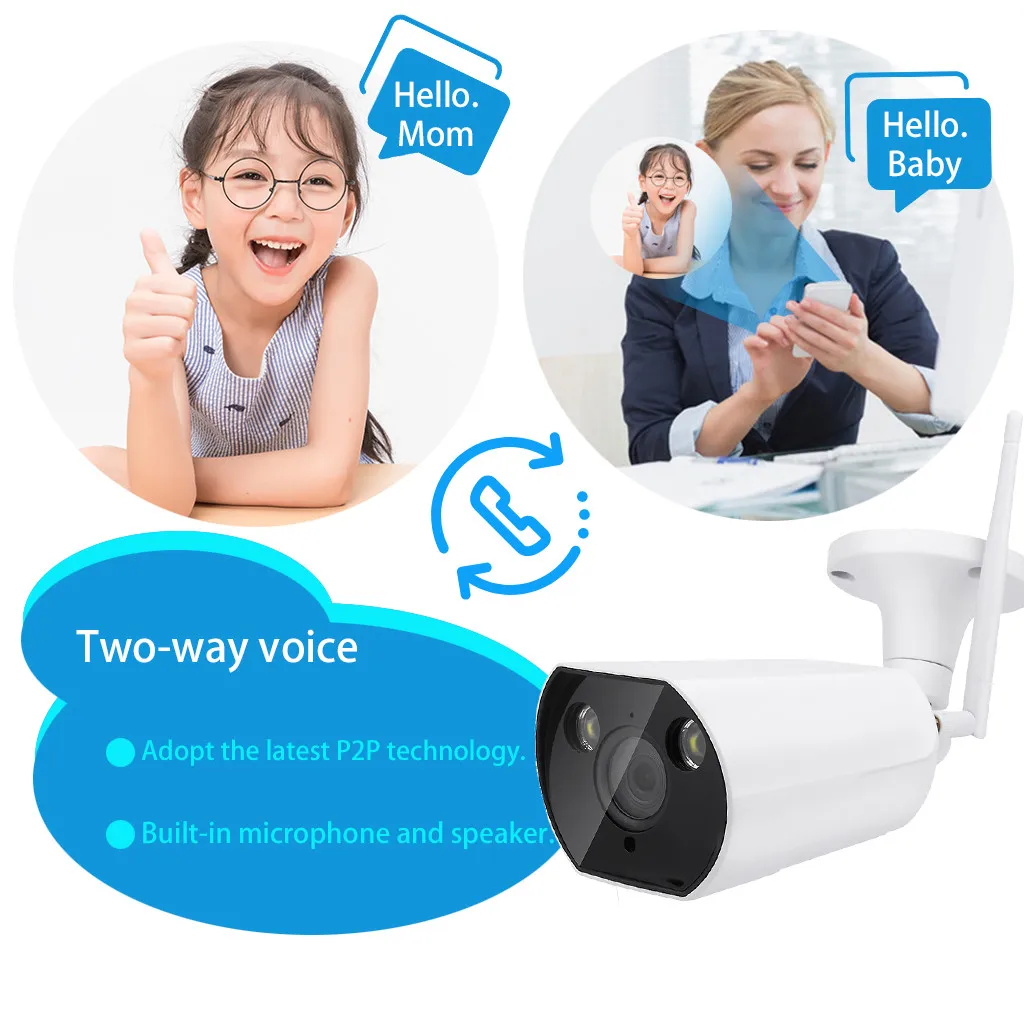 Wi-Fi 1080P HD Водонепроницаемый безопасности SD карта IP пуля Камера ИК Ночное видение 2-полосная аудио Облачное хранилище для Onvif 1/2. " CMOS
