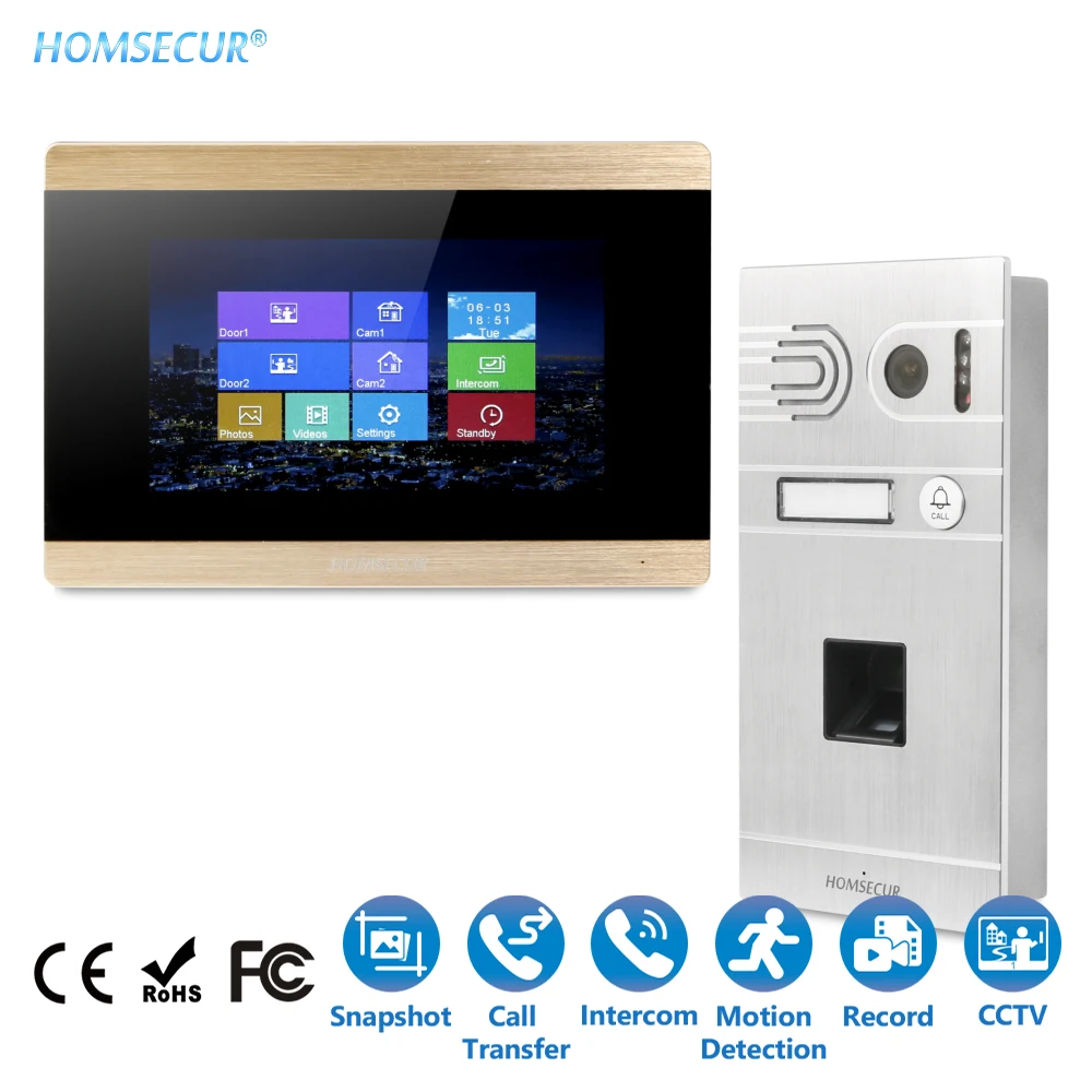 

EU Delivery HOMSECUR 7" Hands-free Video Door Phone Intercom System+Aluminium Alloy Camera BC061-S+BM715-G