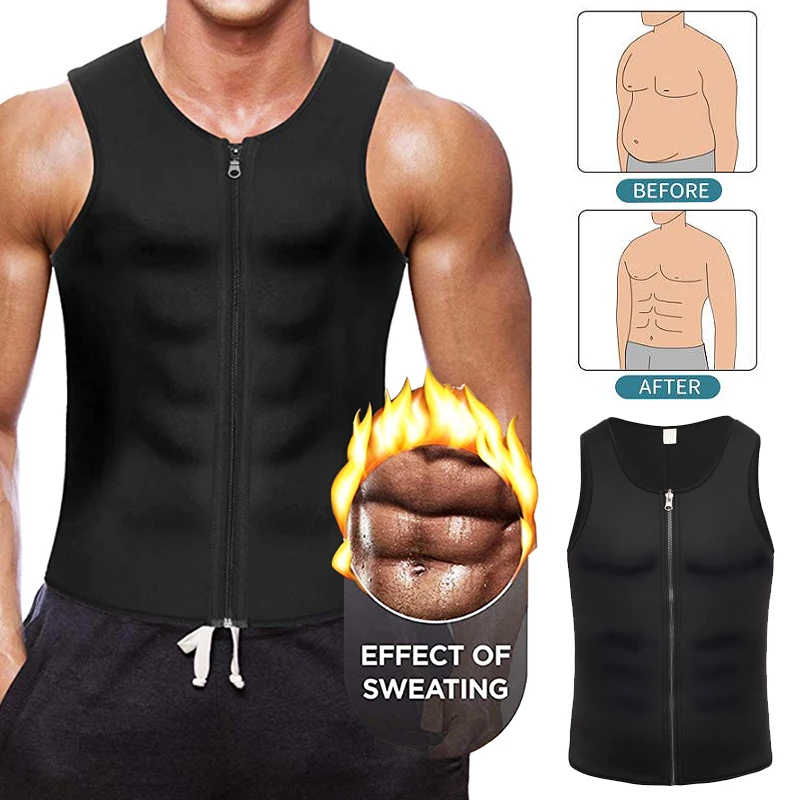 Prezzo Uomini Vita Trainer Maglia per la perdita di Peso In Neoprene Corsetto Dello Shaper Del Corpo Della Chiusura Lampo Sauna Carro Armato Top Allenamento Camicia Nero Più Il Formato s 4XL