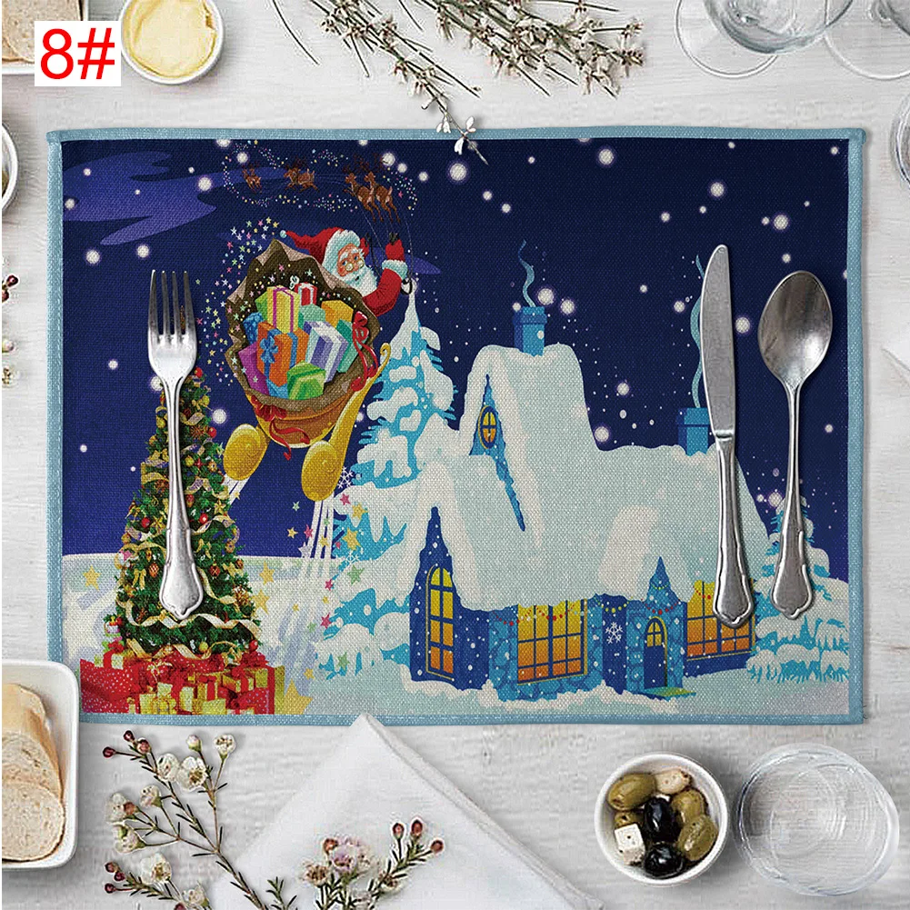 Home Use Kitchen Decorations Dining Heat Insulation Table Cloth Placemat Linen Lovely Christmas - Цвет: 08