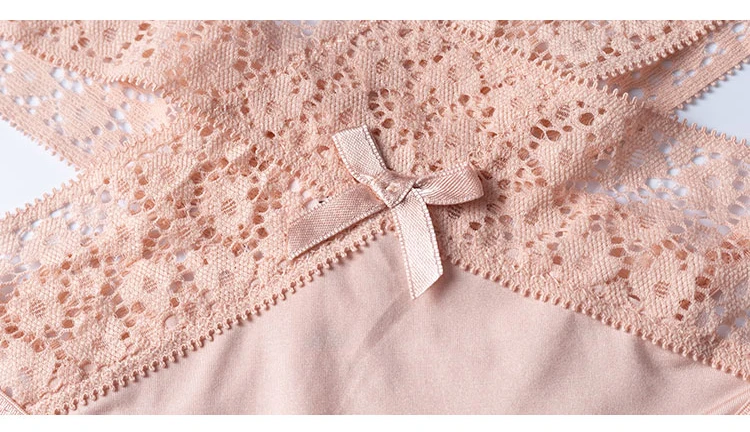 CINOON Women Sexy Lace Panties Low-waist Temptation Lingerie Ladies Cross Strap G String Thong Hollow out Solid Underwear (11)