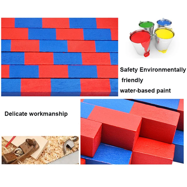 Red and Blue Bars Montessori Mathematics Games Children Learning Teaching Resources Educational Wooden Block Busy Board Math Toy 5