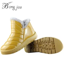 Теплые зимние сапоги на резиновой подошве; женские Модные непромокаемые сапоги; женские ботильоны; толстая Водонепроницаемая зимняя обувь; плюшевые зимние сапоги на меху