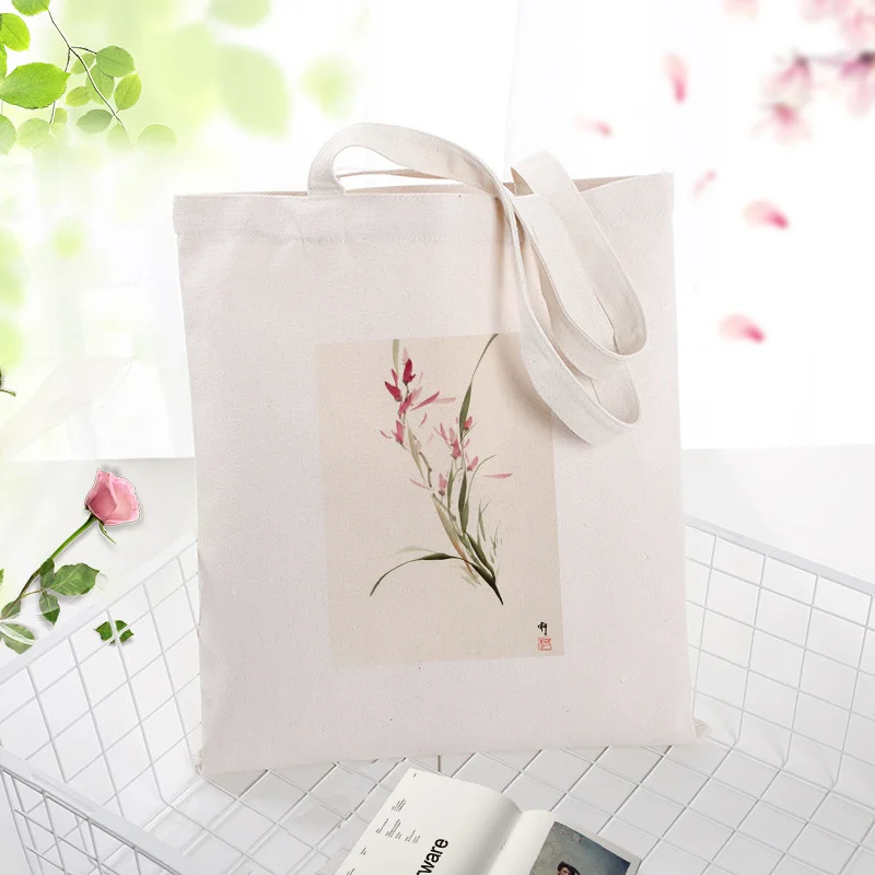 

Chinese elements Shopping Bag Tote Bag Daily Use Text DIY Custom Print Logo Eco Reusable Recycle Canvas Handbag