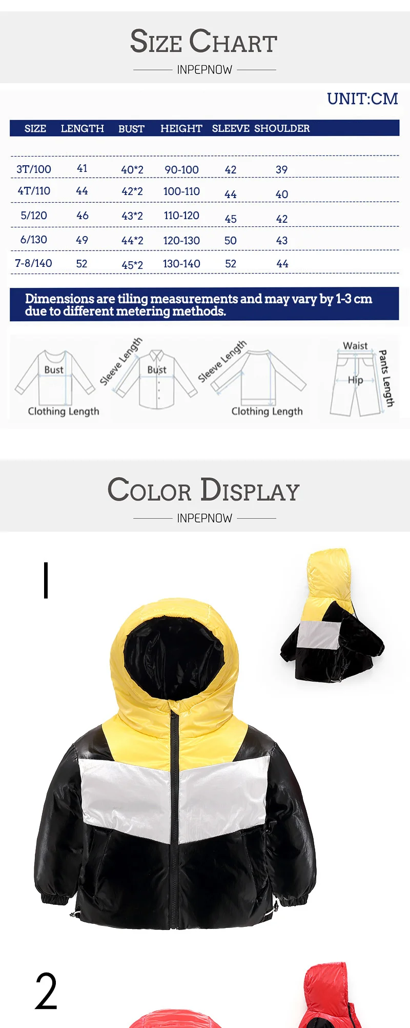 INPEPNOW Girl Winter down Jacket Children's Thicken Jacket Kids Clothes Winter Jacket Girl Park Lively Boys Winter Coat