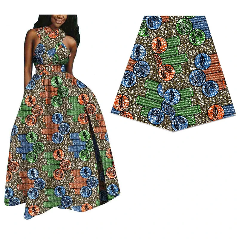 6 ярдов Анкара принт настоящий голландский воск ткань для женского платья 6 ярдов швейная батик ткань Африканская настоящая восковая ткань 560