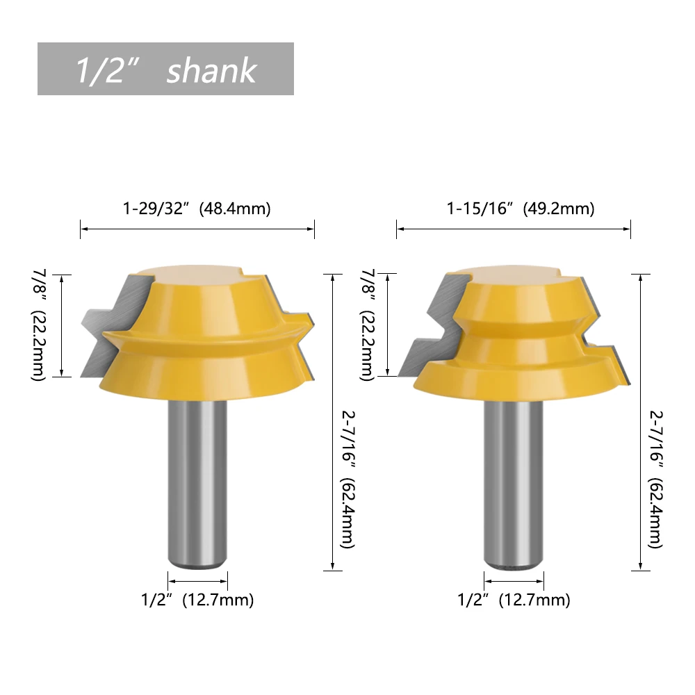 LAVIE 2 stücke 12mm 1/2 "Schaft Schloss Gehrung Zapfen Router Bits 22,5 Grad Kleber Tischlerei Fräser Set holzbearbeitung Schneider MC03114 – Detail 3