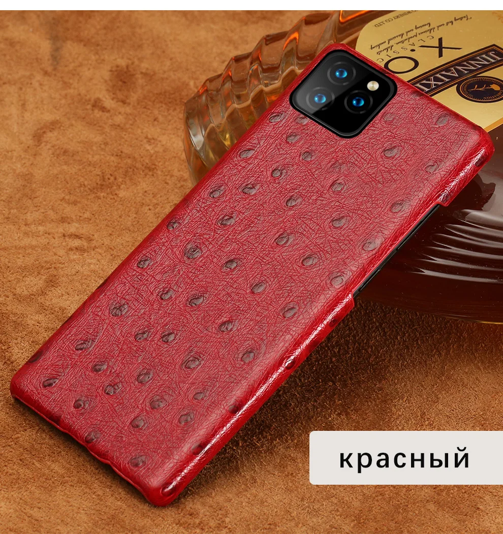 Жесткий чехол из натуральной кожи для iphone 11 pro max 6,5 Страусиная задняя крышка Fundas для iphone 11 case xr xs max 7 8 plus coque