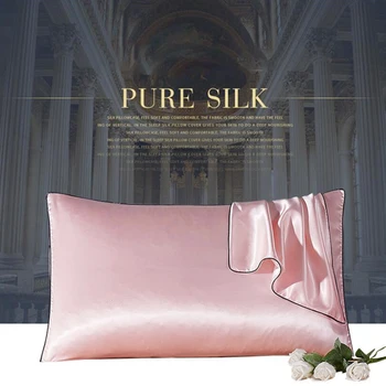 

2Pc Silk Pillow Case Ice Silk Soft Mulberry Pillowcase Cover Square Pillow Cover Plain Color Pillow Home (Pink)