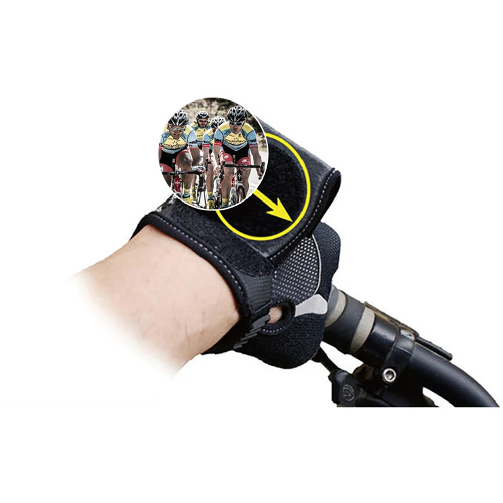 Non Slip Sports Easy Apply Bicycle Wrist Mirror Adjustable Half Finger Gloves Rear View Cycling Practical Portable With Pocket