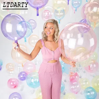

10pcs10/18/24/36 inch wrinkle-free crystal wave balloon party decoration transparent enamel color bubble ball wedding decoration