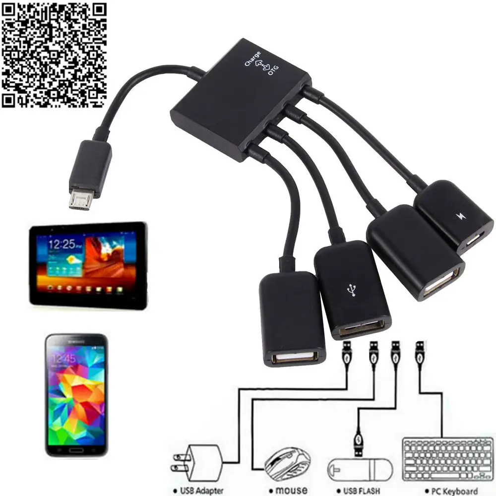 4 Port Micro Usb Otg Power Charging Hub Cable | Micro Usb Hub Tablet Docking Stations & Usb Hubs - Aliexpress