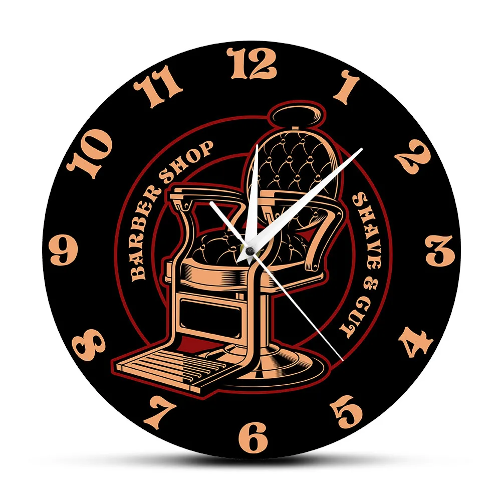 Barber shop Chair Vintage Logo Silent Wall Clock