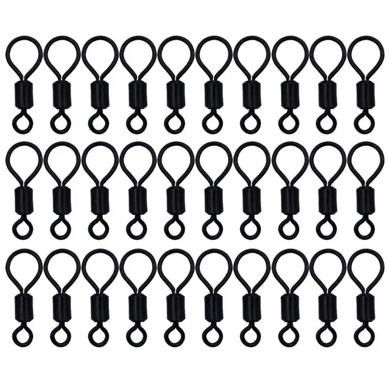 

30pcs Carp Fishing Stiff Rig Swivel D-Rig Chod Matt Black Fishing Terminal Ideal for carp, spear and sea fishing