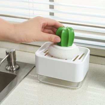 

Kitchen Automatic Liquid Soap Dispenser Box Press-type Scouring Pad Sponge Holder Soap Dispenser Case SNO88