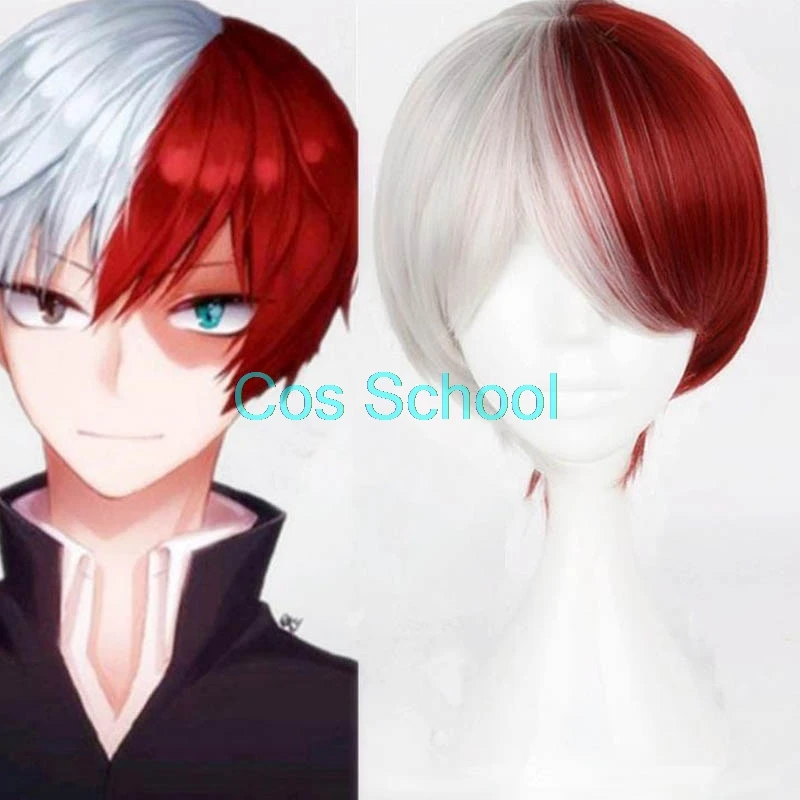 Парик для косплея Cos School Todoroki Shouto Wig Boku no Hero академия парики красные и белые