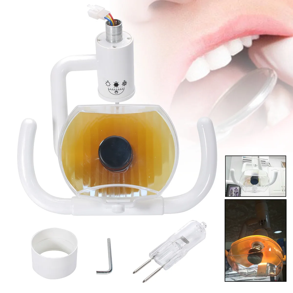 

50W Halogen Lamp Cold Light Shadowless Oral Light for Dental Unit Chair Platform Tool Wrench Teeth Whitening Accessories Kit