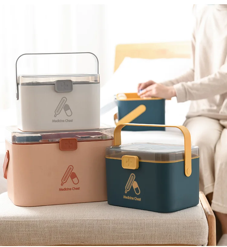 Home Care Medicine Box Portable Large First Aid Medicine Box Travel Plastic Medicine Box Multi-layer Medicine Storage Box