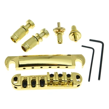 

1 Set of LP Electric Guitar Golden Guitar Bridge Lock Bridge and Tail Kit Electric Guitar Bridge Pull String Board