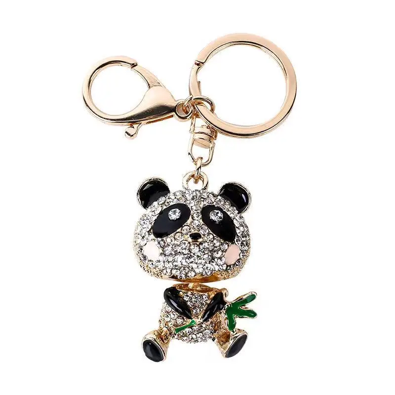 New creative fashion rhinestone cute panda keychain cartoon car key ring female bag pendant accessories charm jewelry chain | Украшения и