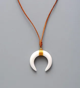 Pendant Necklaces Natural Shell Horn Leather Cord Charm Necklace Fashion Women Neclaces Leather Jewellery