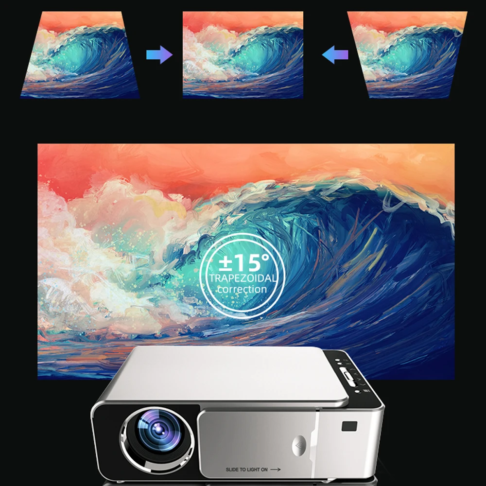 Светодиодный мини-проектор T6 Android Wi-Fi Full HD 4K 30 ~ 2022 дюймов большой экран проектор