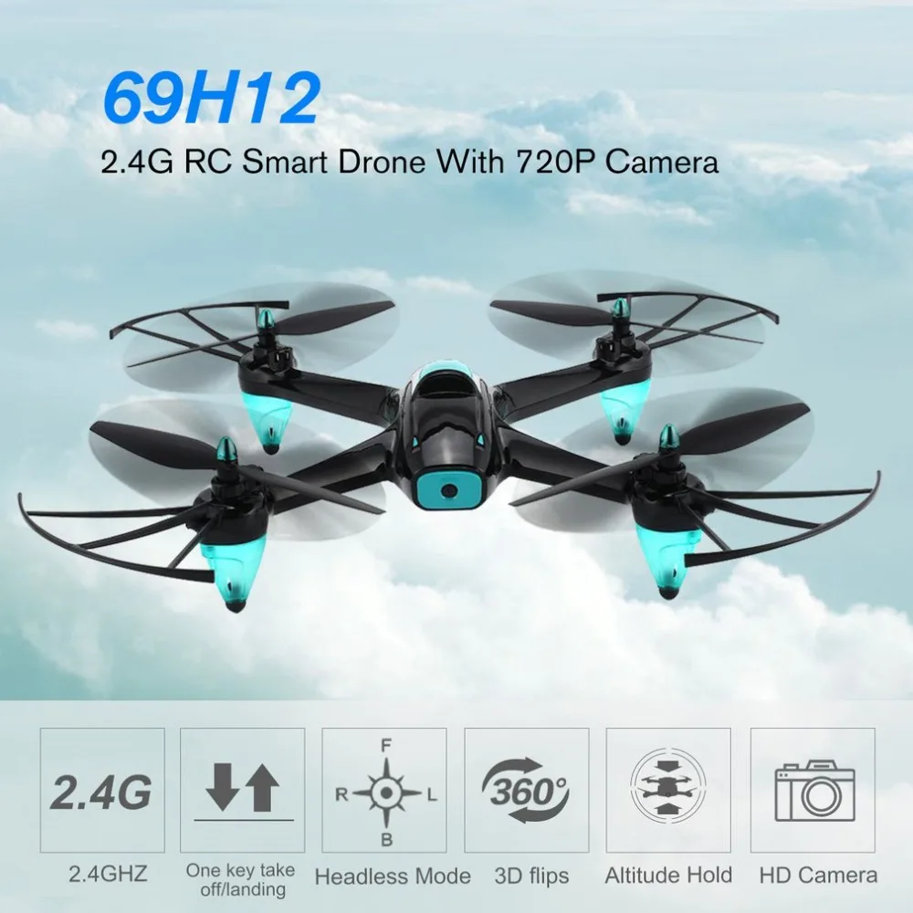 69H12 2,4G RC Selfie Smart Drone FPV Квадрокоптер летательный аппарат БПЛА с 720P HD камерой в режиме реального времени высота удержания Безголовый режим