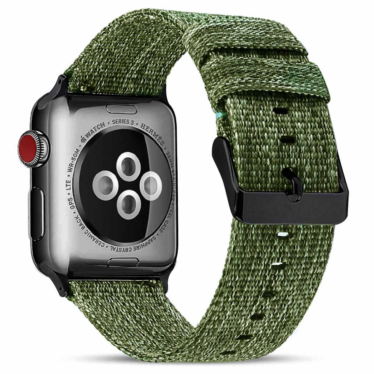 Тканый нейлоновый ремешок для наручных часов Apple Watch серии 3/2/1 38 мм 42 мм дышащий сменный ремешок Спортивные петли для наручных часов iwatch серии 5 4 40 мм 44 мм - Цвет ремешка: Зеленый