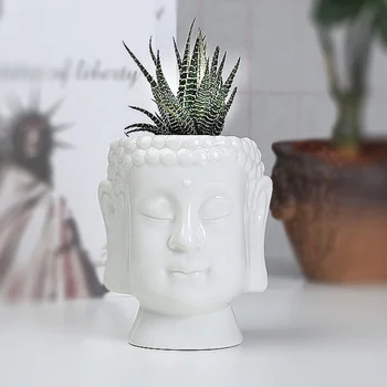 

Ceramic Succulent Flower Pot Zen Buddha Statue Green Plant Pot Home Office Desktop Fengshui Decoration Buddha Statue Flower Pot