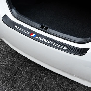 

For toyota auris 2014 2016 2010 Car Rear Bumper Leather Carbon Ciber Protector Car Trunk Plate Sticker Decals Accessories