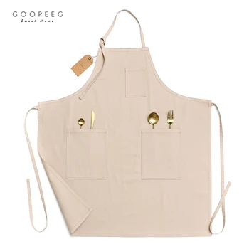 

GOOPEEG export cotton apron simple kitchen lazy hanging neck roasting barbecue coffee milk tea shop can customize LOGO