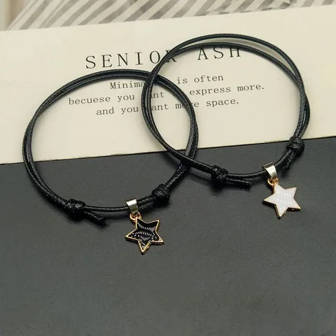 PCS/Set New Fashion Couple Bracelets BlacK White Rope Stars Bracelet for Women and Men Paired Bracelets Gifts for Lovers
